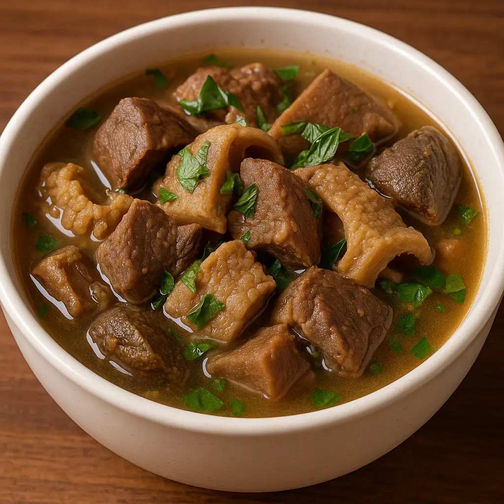 ASSORTED MEAT PEPPER SOUP with Tenderly cooked assorted meat in our special aromatic native broth garnished with scented leaf demirage hotel nsukka