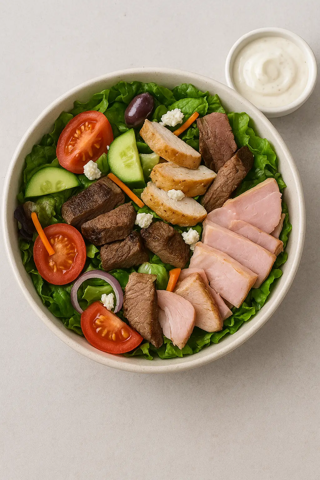 CHEF'S SPECIAL with A special selection of veggies garnished with a choice of meat and cheese served with a creamy mayo demirage hotel nsukka